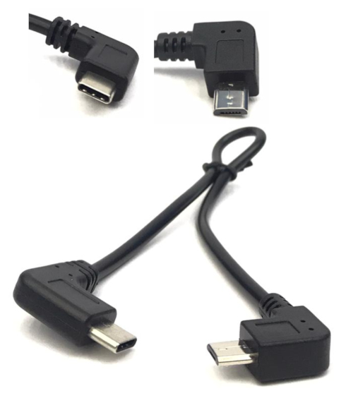 Micro USB Male R/A to Type C Male R/A Short Cable